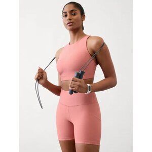 Athleta L Interval Stash 5" Bike Short Large Natural Rose